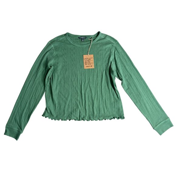 NWT Toad & Co Foothill Pointelle Long Sleeve Crew t-shirt Ivy green L large top - Picture 4 of 8